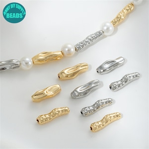 14K gold Plated Tube Beads,Tiny Tube Beads,Bracelet Spacer Beads,Bracelet Tube Beads,Gold Plated Pearl Shaped Beads,Necklace Beads