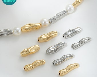 14K Gold Plated Brass Tube Beads: Bracelet Stick beads