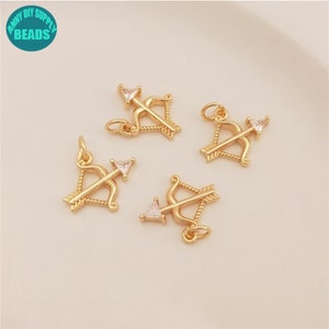 14k Gold Plated Arrow Charm,Arrow Pendant,Arrow Jewelry,Bow And Arrow Charm,Jewelry Charms,Bracelet Charms,Metal Charms