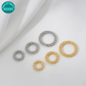 12/15/20mm 14K Real Gold Plated Circle Connector,Connector Charm,Bubble Dot Circle Connector,14K Gold Plated Circle Ring