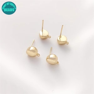14K Gold Plated Dot Earring Stud,Earring stud with Loop,Earring component,Earring Making supply,9mm,earring making supply