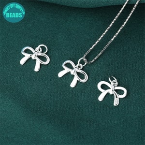 S925 Sterling Silver Bow Charm,Tiny Sterling Silver Charm Pendant,Earring Charm,Bracelet Charm,Silver Charm,Cute Charm