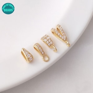 1/5/10/20PCS 14K Gold Plated Brass Pinch Bails,CZ Bails,Gold Pinch Bails,Pendant Holder