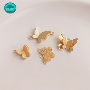 14K Real Gold plated Butterfly Charm,Gold Plated Charm,Tiny Butterfly Charm,Earring Connector