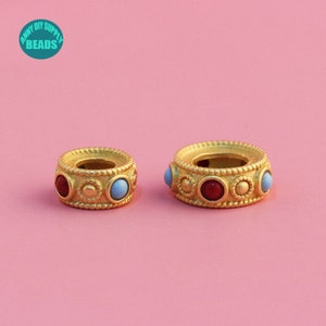 1/2/4/10PCS S925 Sterling Silver rondelle Bead,Bracelet Spacer beads,9.2/10.5mm,Real Gold Plated  Sterling Silver Beads