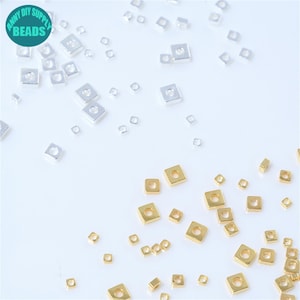 Perline distanziatrici quadrate minuscole placcate in oro 18 carati, piccoli cubi di metallo per la creazione di gioielli, 1,5/2/2,5/3 mm