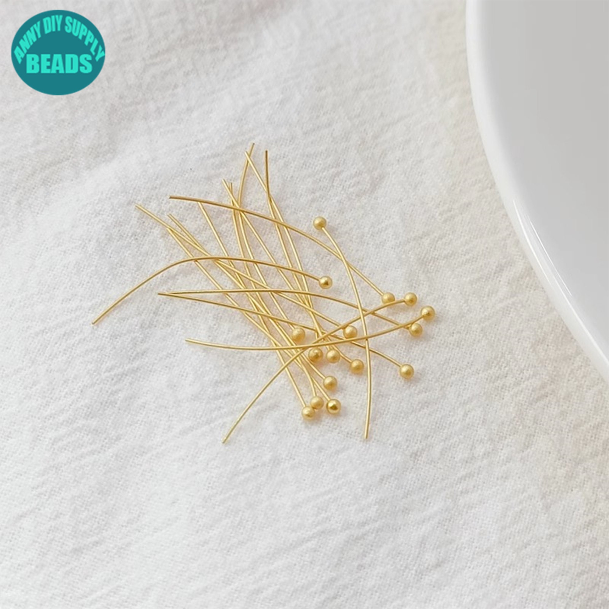 50PCS 18K Matt Gold Plated Brass Ball Pins,ball Head Pins,jewelry ...