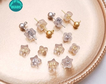 10/20/50/100pair Gold Plated Brass Rubber Ear Backs,Rubber Ear Back Stoppers, Earring backing,Earring Nuts,Wholesale Ear Backs