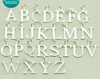 S925 Sterling Silver 26 Alphabet Letter Pendant,Initial Charm,Alphabet Charm,Personalized Charm,Letter Jewelry Pendant,Silver Initial Charm