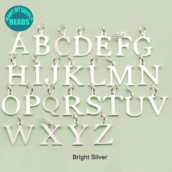 S925 Sterling Silver 26 Alphabet Letter Pendant,Initial Charm,Alphabet Charm,Personalized Charm,Letter Jewelry Pendant,Silver Initial Charm