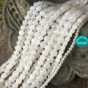 2/4/6/8/10/12/14mm white Agate beads,Genuine Natural white Agate Gemstone round Beads,Full strand 15inch