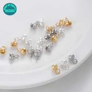 5,2 x 8,5 mm 14 kt echt vergulde messing afdekkralen, 14 kt gouden knijpkralen, dekkraal, knijpkralen voor kralen van 2-4 mm