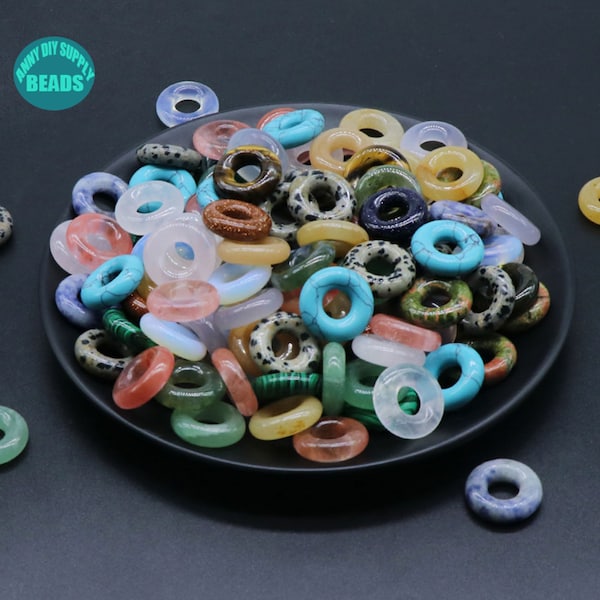 20mm Donut Perlen, natürliche Edelstein Perlen, Edelstein Donut Perlen, Großloch Perlen, Ohrring Anhänger