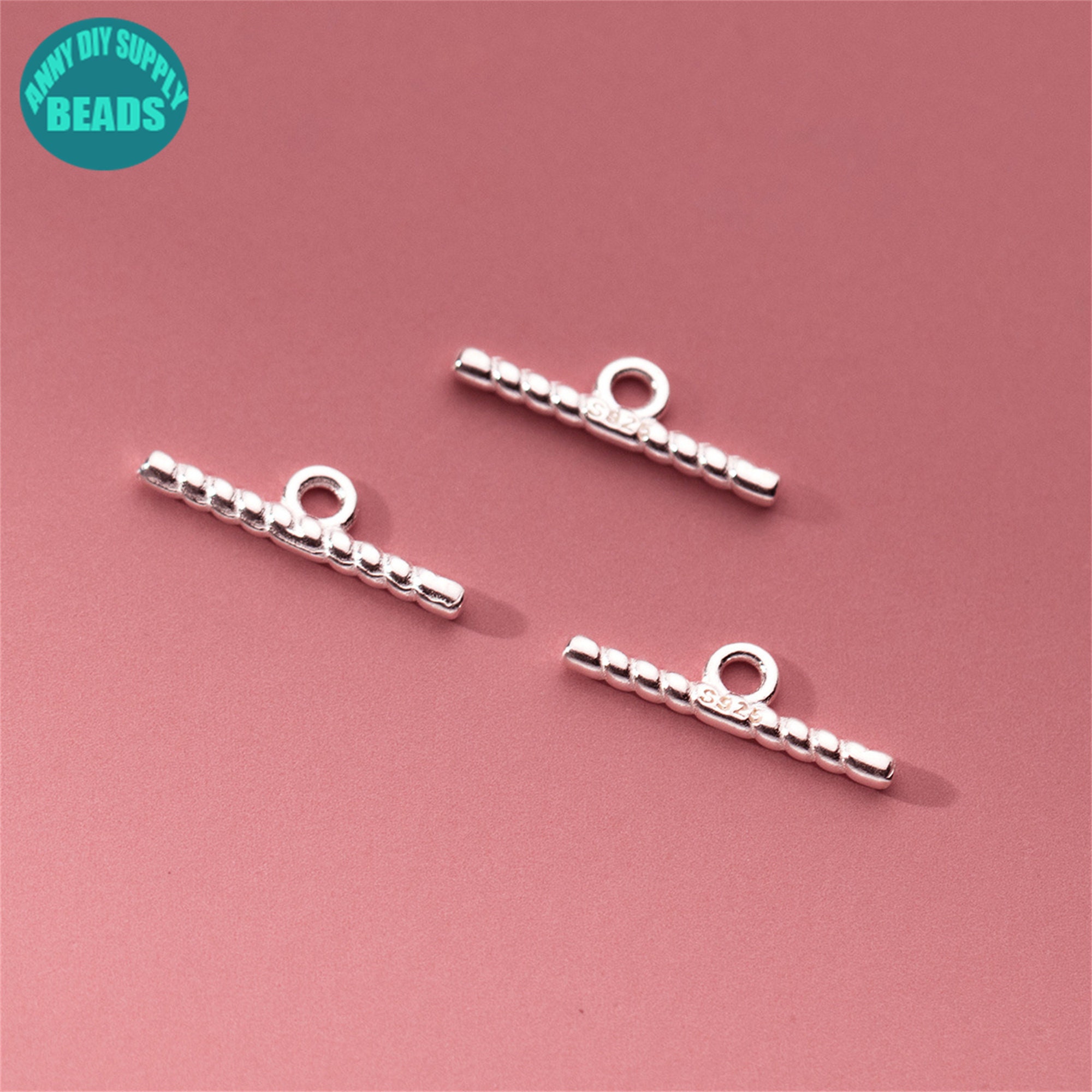 Solid Sterling Silver Plain Oval 3-Strand Toggle Clasp - 19mm, .925 Silver N764