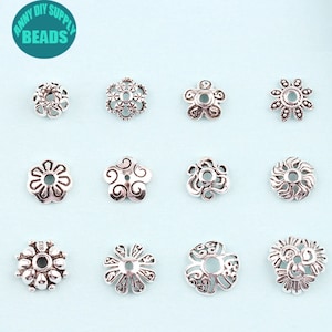S925 Sterling Silver Bead Caps,Sterling Silver Flower Bead Caps,Jewelry Supply,6mm-10mm Oxidized bead caps