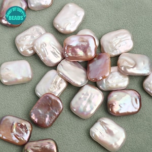 Rectangle Freshwater Pearl, Natural Pearls, Rectangle pearls, No hole, Can Customized Hole