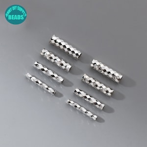 S925 Sterling Silver Straight Tube Beads,Diamond Cut Tube Beads,Tiny Tube Beads,Tube Spacer Beads,Sterling Tube Beads