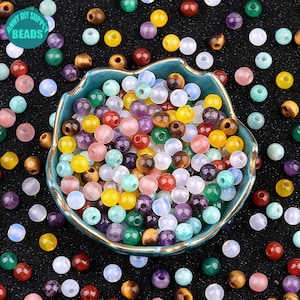 6mm large Hole gemstone round Beads,Natural Gemstone beads,large Hole round beads,Smooth Round Gemstone Beads