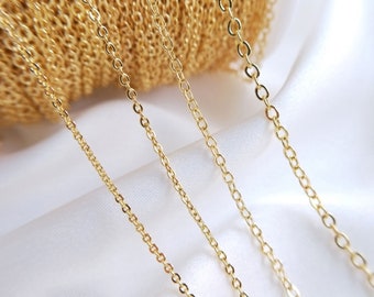 Catena di placcatura in oro 18 carati, catena per collana, catena a croce, catena O shaper, catena per bracciale
