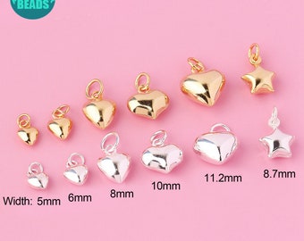 Coeur coeur feuilleté en argent sterling massif S925, pendentif en argent, breloque coeur, breloque mignonne, breloque bracelet, collier pendentif