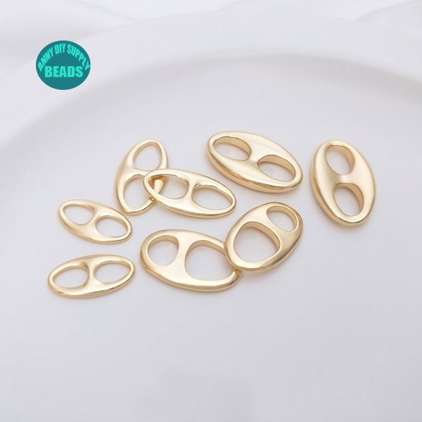 2/4/10/20PCS 14K Real Gold Plated  pig nose Bracelet connector Bracelet Connector,14K gold Connector,number 8 connector