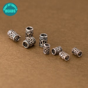 S925 Sterling Silver Beads,Large Hole Silver Bead,Bracelet Beads,Silver Hollow Tube Beads,Metal Beads,Spacer Beads,Silver Spacer Beads