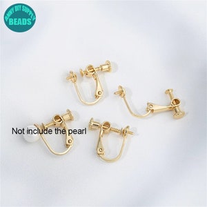 14K Real Gold Plated Brass Screw Back Earring Clips,Lever Back Earring Clips With Bails,Clip on earrings,No Piercing Earring Making Supply 14K Gold Plated