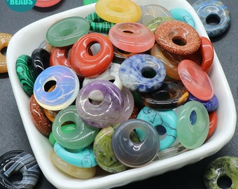 18 mm Donut ädelstenshängespärlor: Örhänge/halsband med ädelstensberlock i sidan