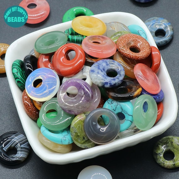 18mm Donut Gemstone Pendant Beads: Side Hole Earring/necklace gemstone Charm