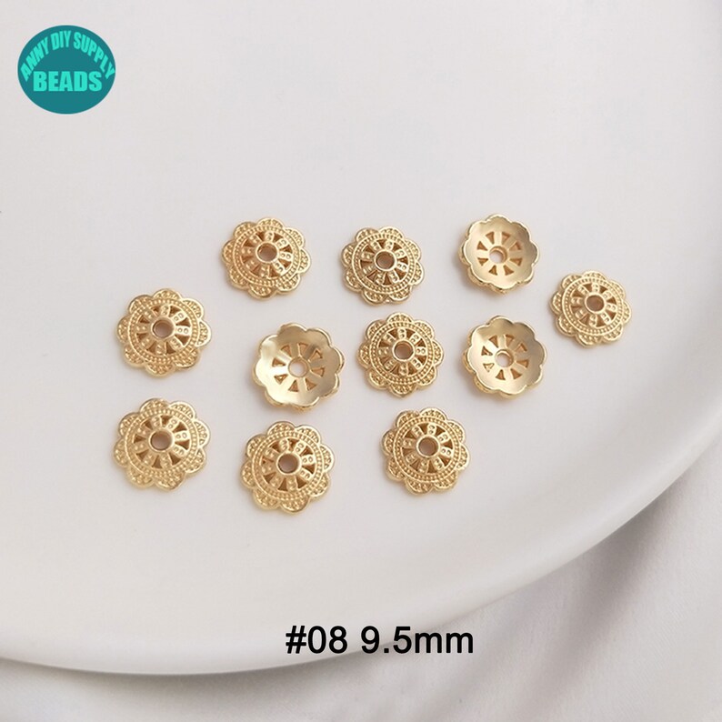 14K Real Gold Plated Brass Bead Capsgold Bead Caps Etsy