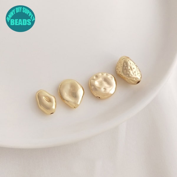 14K Gold Plated Brass Nugget beads,Gold Beads,Baroque Shape Beads,petal shape beads