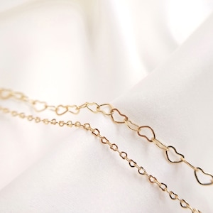 14K Gold Plated heart Chain,Heart Necklace Chain,Bracelet Chain image 2