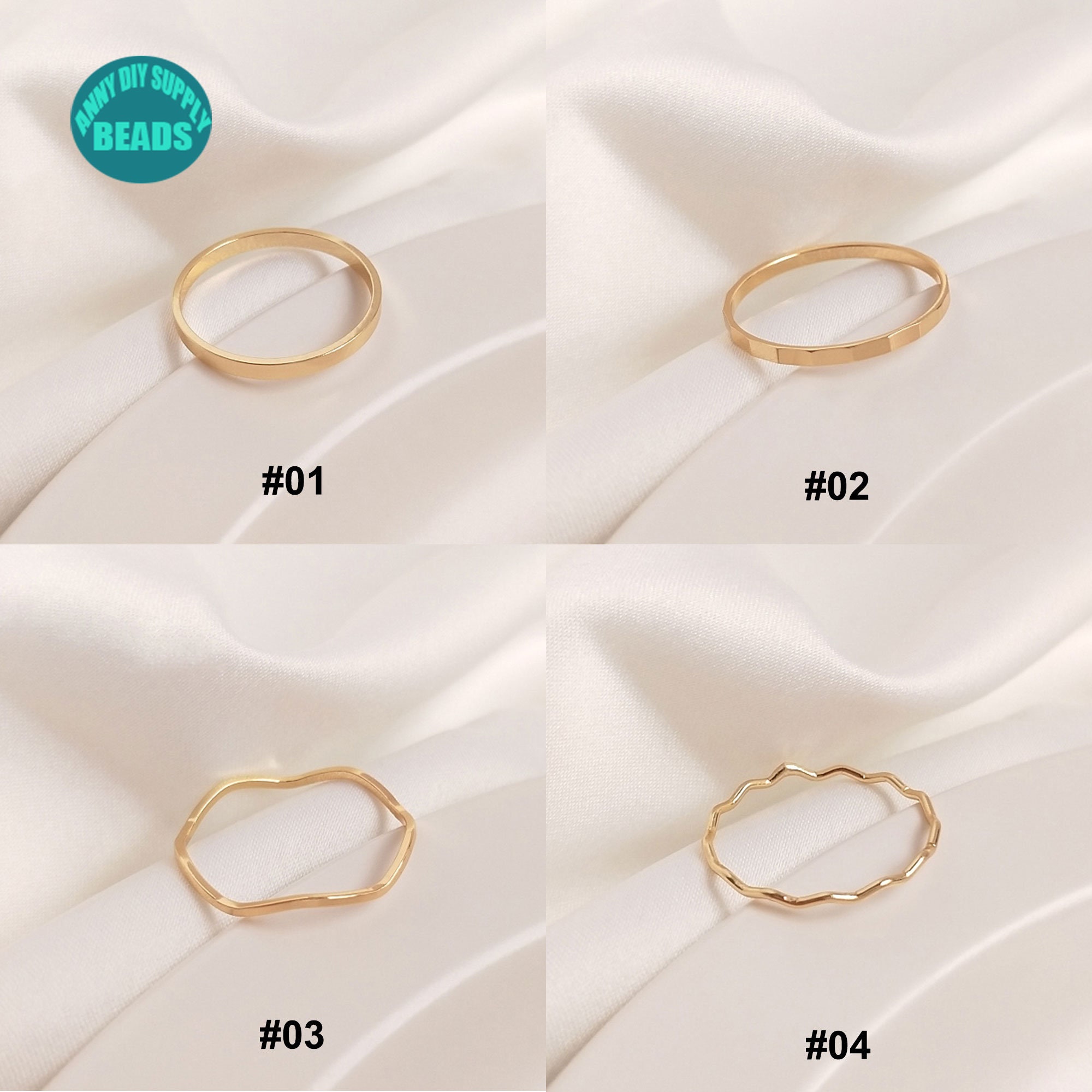14K Real Gold Plated Brass Ringssimple Gold Rings Etsy