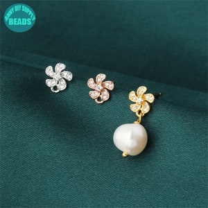 S925 Sterling silver Tiny Flower Earring Posts,Cute Flower Earring post with Loop,Cute Earring Stud,Silver Earring Making Supply