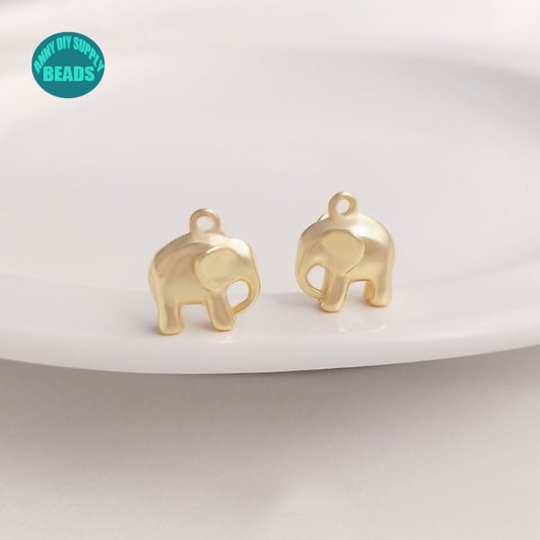 1/2/5/10pcs 14K Oro Placcato Elefante charms, Piccolo Elefante Fascino, Piccolo Animale Fascino, Oro Elefante Fascino