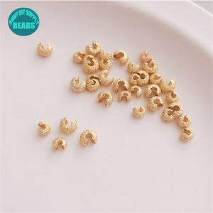 14K Real Gold Plated Crimp Covers,Starlight Crimp Cover beads,Crimp Ends,DIY jewelry Making Supply
