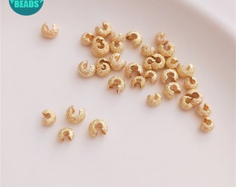 14K Real Gold Plated Crimp Covers,Starlight Crimp Cover beads,Crimp Ends,DIY jewelry Making Supply