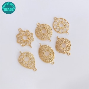 14k Gold Plated Earring pendant connector,Earring Charm,Earring Connector,Earring supply,Hollow out Earring charm