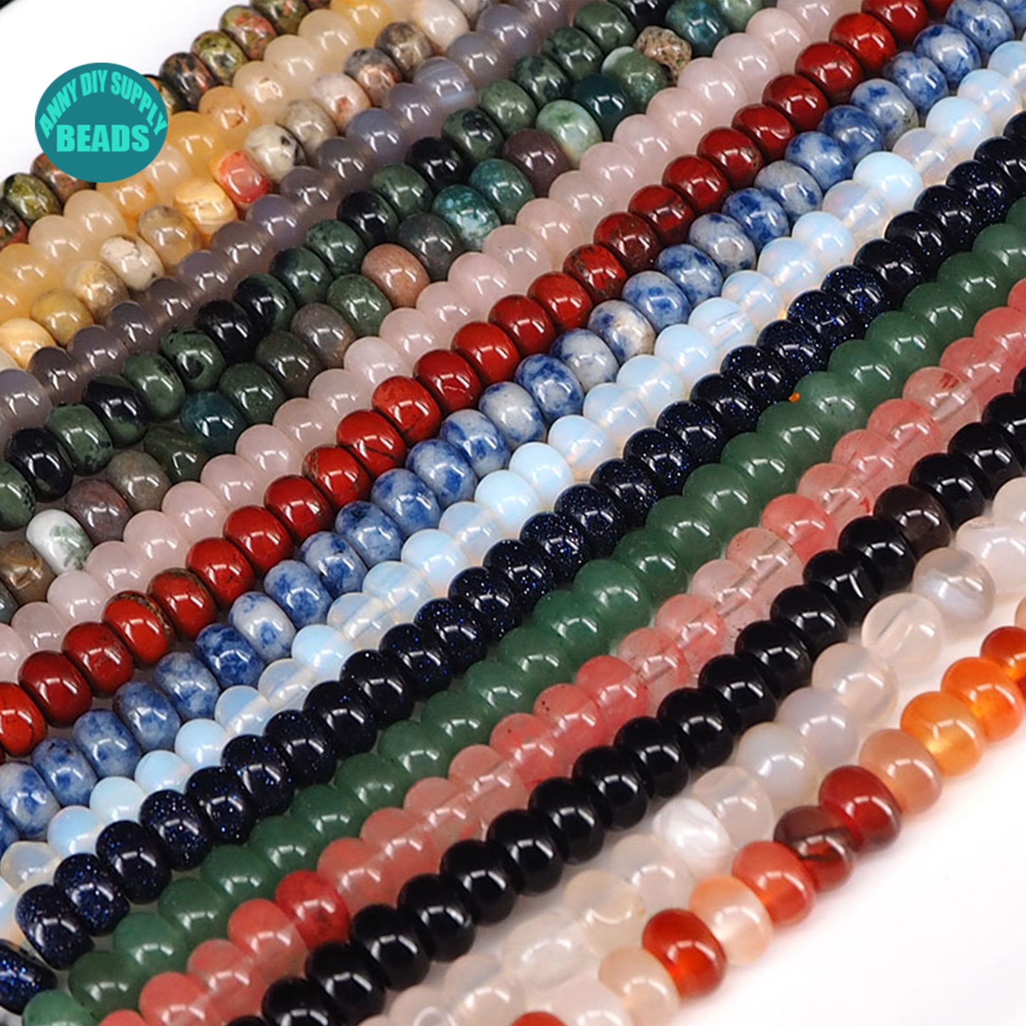 58mm Gemstone Rondelle Beadsoblate Beadsfull Strand - Etsy