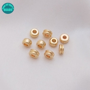 10/50/100pcs 14K Real Gold Plated brass Spacer Beads,Gold Rondelle beads,Tiny Gold beads