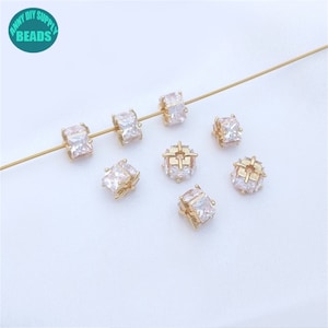 6mm 14k Gold Plated Cz Beads,Cubic Zirconia Beads,Gold Plated Beads,Pave Beads,Spacer Bead,Jewelry Making Beads,Rhinestone Beads
