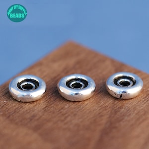 2/10/20PCS S925 Sterling Silver Donut Beads,Bracelet Spacer beads,Sterling Silver Rondelle Beads,Silver Spacer Beads