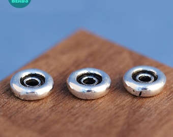 2/10/20PCS S925 Sterling Silver Donut Beads,Bracelet Spacer beads,Sterling Silver Rondelle Beads,Silver Spacer Beads