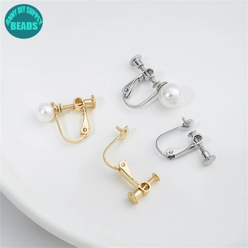 14K Real Gold Plated Brass Screw Back Earring Clips,Lever Back Earring Clips With Bails,Clip on earrings,No Piercing Earring Making Supply image 4