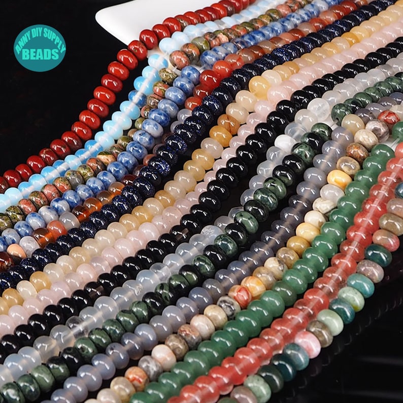 58mm Gemstone Rondelle Beadsoblate Beadsfull Strand - Etsy