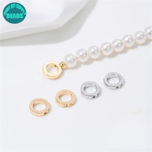 9mm 14K Real Gold Plated Pig Nose Closed Ring Connector,With 2 hole Ring,Bracelet End Connector,Bracelet end Closure,Jewelry Connectors