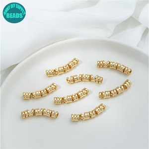 14k Gold Plated Brass Telephone Wire Tube Beads,Curved Tube Beads,Gold Plated Metal Beads,Bracelet Making Supply,Necklace Beads,Focal Beads