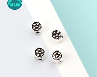 S925 Sterling Silver small  beads,Bracelet Spacer Beads,S925 Sterling Silver beads 4.4mm tiny silver flower beads,macrame beads