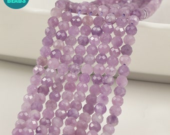 3.5-4mm Faceted Purple Mica Gemstone Beads: 15'' Full Strand