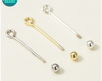 1/5/10pcs S925 Sterling Silver Bails,Silver bead bails,Pinch Bails with bead Caps,Bead Holder,Bails with screw Beads,Beads Holder